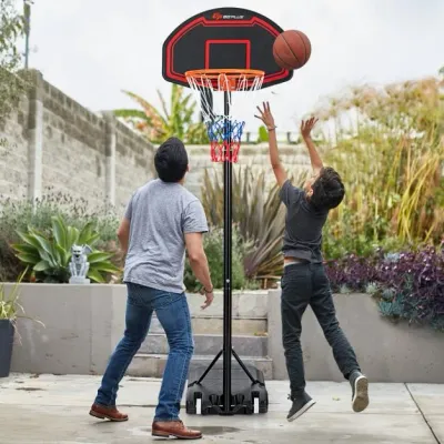 Höhenverstellbarer Basketballständer für Kinder für den Innen- und Aussenbereich Schwarz + Rot