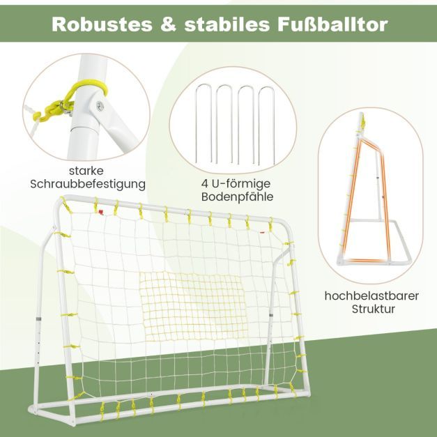 2 in 1 Fussballtor-Set Rebounder Soccer höhenverstellbar weiss