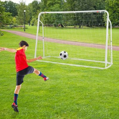 2 in 1 Fussballtor-Set Rebounder Soccer höhenverstellbar weiss