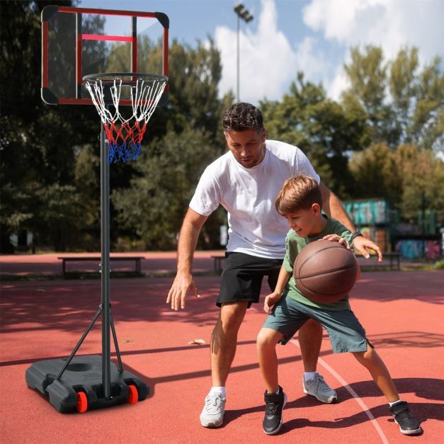 Basketballkorb mit Ständer 155-210cm höhenverstellbar Basketballständer Schwarz
