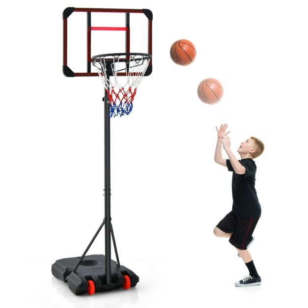 Basketballkorb mit Ständer 155-210cm höhenverstellbar Basketballständer Schwarz