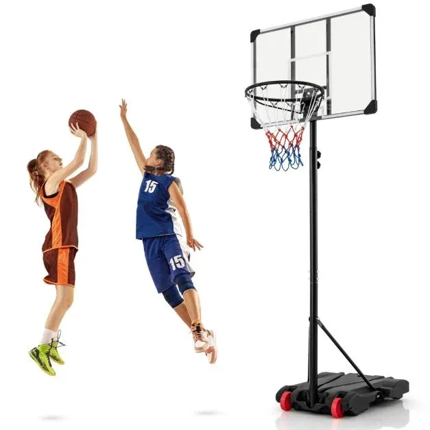 Basketballlkorb outdoor Basketballständer 176-206 cm höhenverstellbar mit Rückwand Schwarz