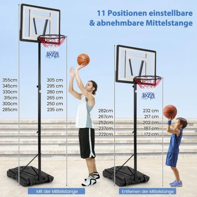 Basketballkorb outdoor Basketballständer 172-305cm höhenverstellbar