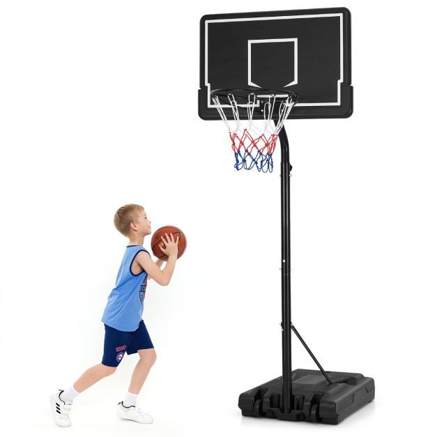 Basketballkorb Basketballständer 210-260 cm auf Rädern Schwarz