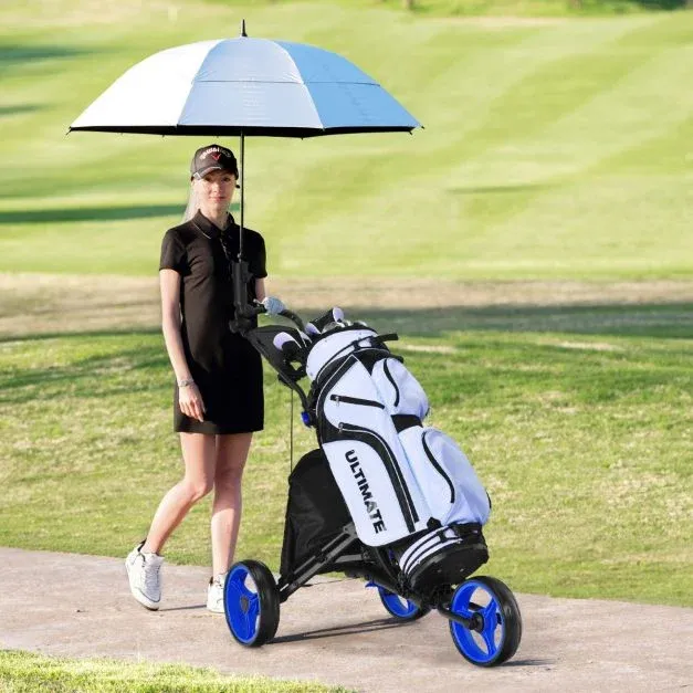 Golf Trolley 3 Rad Golftrolley Golfwagen Golf klappbar Golfcaddy Golf Push Cart aus Aluminum