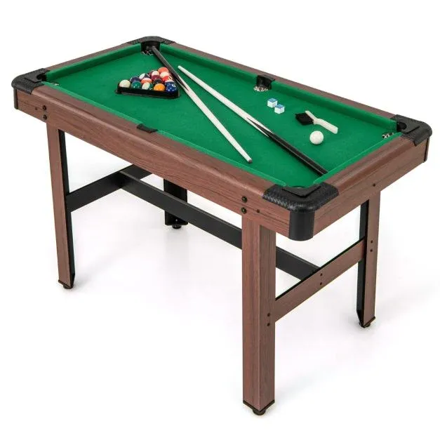 Billardtisch aus Holz mit 2 Queues 2 Kreiden &amp; Dreieck &amp; Bürste Billlard Tisch Tischbillard grün