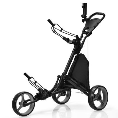 Golf Trolley 3 Rad Golftrolley Golfwagen Golf klappbar Golfcaddy Golf Push Cart aus Aluminum grau