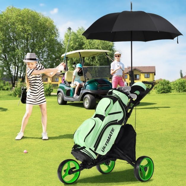 Golf Trolley 3 Rad Golftrolley Golfwagen Golf klappbar Golfcaddy Golf Push Cart aus Aluminum grün