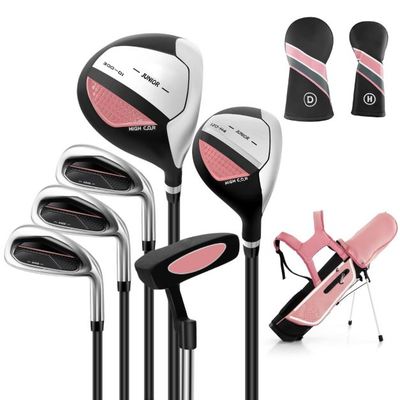 6-teiliges Kinder Golfschläger Set mit Golftasche &amp; Regenhaube für Kinder von 11-13 Jahren Rosa