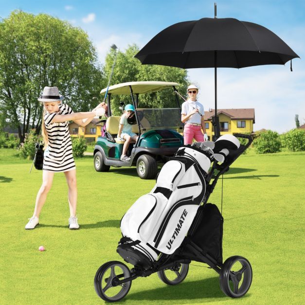 Golf Trolley 3 Rad Golftrolley Golfwagen Golf klappbar Golfcaddy Golf Push Cart aus Aluminum grau