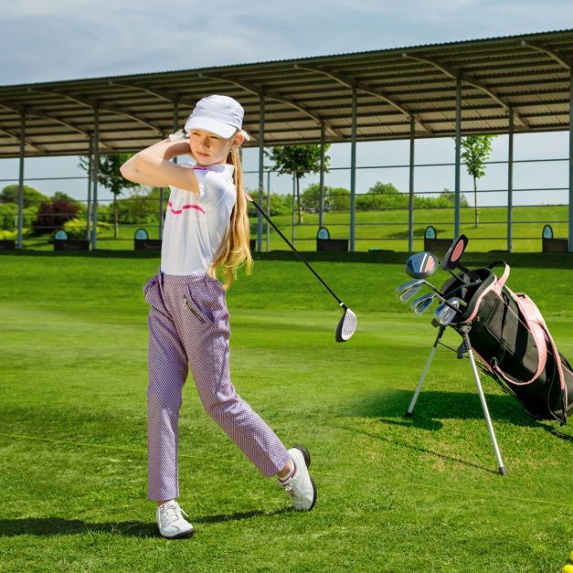 6-teiliges Kinder Golfschläger Set mit Golftasche &amp; Regenhaube für Kinder von 11-13 Jahren Rosa