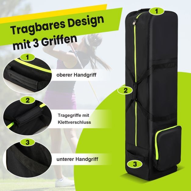 Weiche Golftasche mit Rädern &amp; Reissverschluss &amp; Schlüssel Wasserdichte Golf-Reisetasche