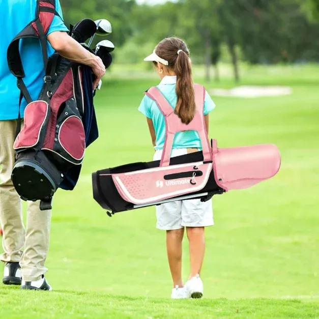 4-teiliges Kinder Golfschläger Set mit Golftasche &amp; Regenhaube Rosa