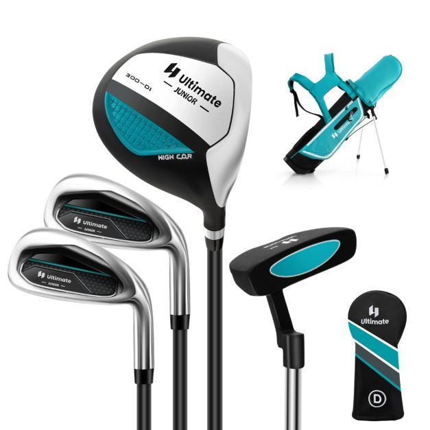 4-teiliges Kinder Golfschläger Set mit Golftasche &amp; Regenhaube blau