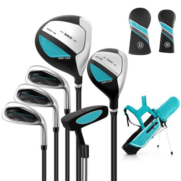 6-teiliges Kinder Golfschläger Set mit Golftasche &amp; Regenhaube blau
