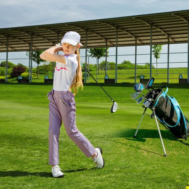 6-teiliges Kinder Golfschläger Set mit Golftasche &amp; Regenhaube blau