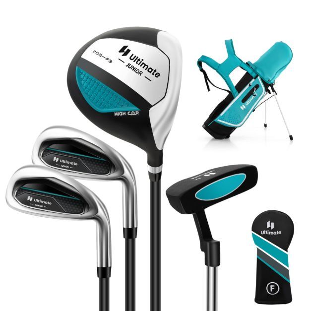 4-teiliges Kinder Golfschläger Set mit Golftasche &amp; Regenhaube Blau