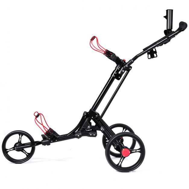 3-Rad Golftrolley Golfwagen Golf klappbar Einfacher Schiebe- und Zugwagen Schwarz