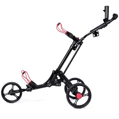 3-Rad Golftrolley Golfwagen Golf klappbar Einfacher Schiebe- und Zugwagen Schwarz