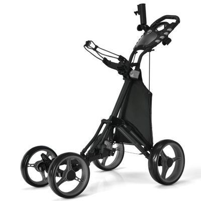 Golf Trolley 4 Rad Golftrolley Golfcaddy Golf Push Cart aus Aluminum Grau