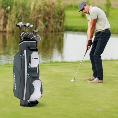 Leichte Golftasche mit 14 Trennwänden & Schultergurt & 7 Reissverschlusstaschen Grau