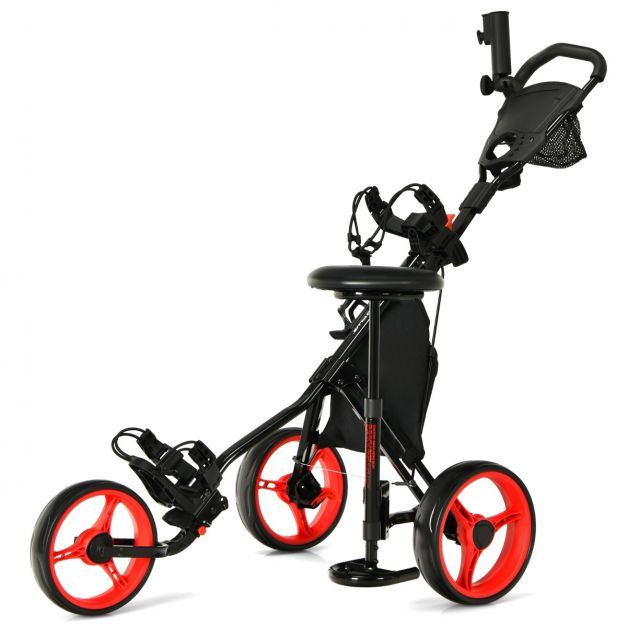 3-rädriges verstellbares leichtes Golfkart 129,5 x 75 x 101,5-119,5 cm Rot + Schwarz