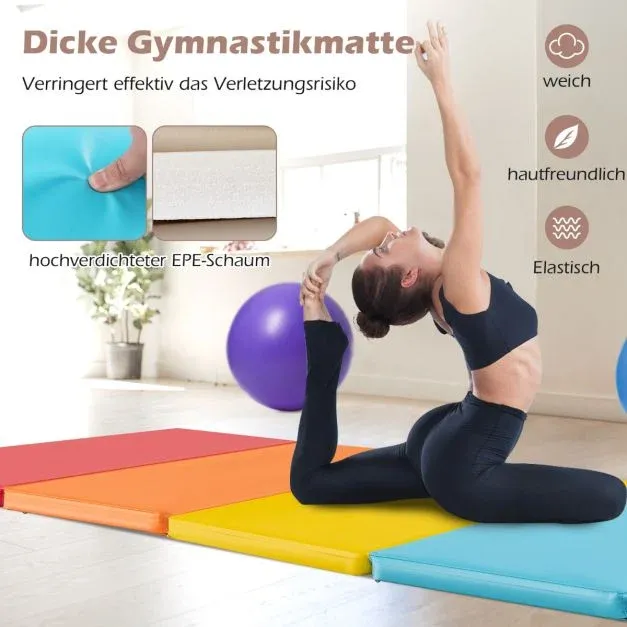 Turnmatte klappbar Yoga Weichbodenmatte Gymnastikmatte 5 fach faltbar aus PU 201 x 75 x 3 cm