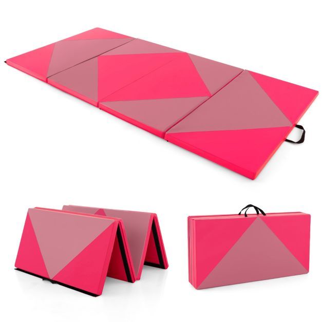 Klappbare Weichbodenmatte Tragbar Gymnastikmatte Yogamatte 240 x 117 x 5 cm rosa