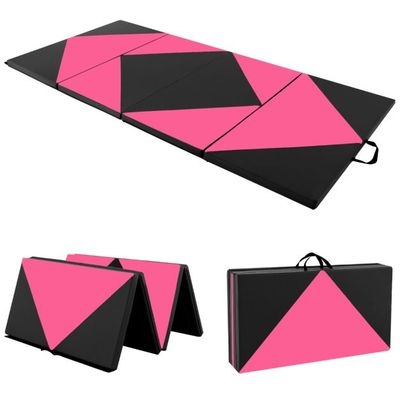 Klappbare Weichbodenmatte Tragbar Gymnastikmatte Yogamatte 240 x 117 x 5 cm rosa-schwarz