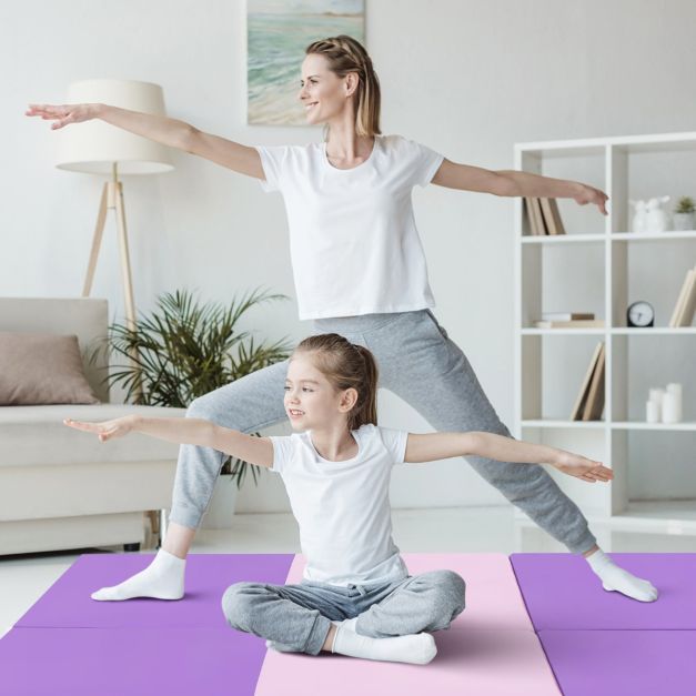 Weichbodenmatte Yoga Gymnastikmatte 180 x 60 x 5 cm Lila und Rosa