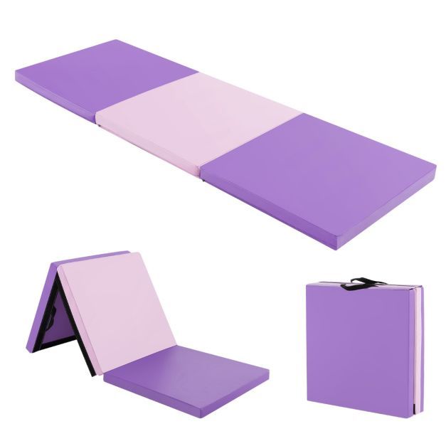 Weichbodenmatte Yoga Gymnastikmatte 180 x 60 x 5 cm Lila und Rosa