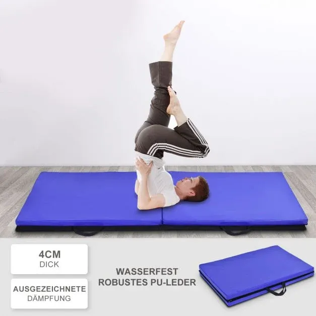 Gymnastikmatte Yogamatte Turnmatte 180x60x4cm blau