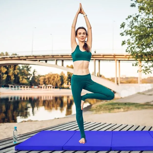 240 x 120 x 5 cm Weichbodenmatte Gymnastikmatte klappbar Yogamatte mit Klettverschluss und 2 Tragegriffe blau