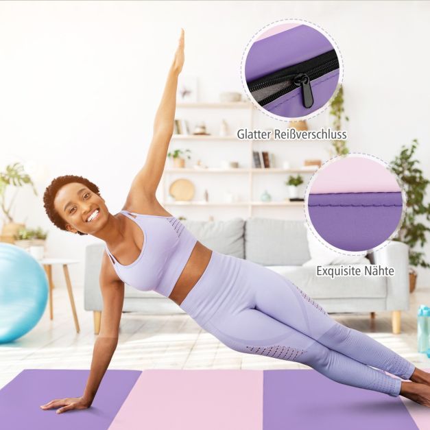 240 x 120 x 5 cm Weichbodenmatte Gymnastikmatte klappbar Yogamatte mit Klettverschluss und 2 Tragegriffe Lila Rosa