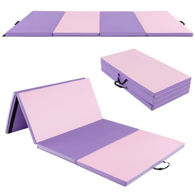 240 x 120 x 5 cm Weichbodenmatte Gymnastikmatte klappbar Yogamatte mit Klettverschluss und 2 Tragegriffe Lila Rosa
