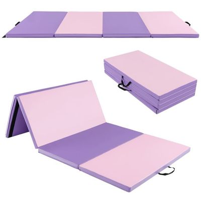 240 x 120 x 5 cm Weichbodenmatte Gymnastikmatte klappbar Yogamatte mit Klettverschluss und 2 Tragegriffe Lila Rosa