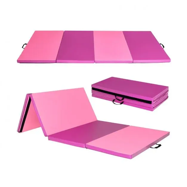 240 x 120 x 5 cm Weichbodenmatte Gymnastikmatte klappbar Yogamatte mit Klettverschluss und 2 Tragegriffe Rosa Rot