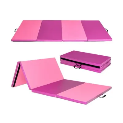 240 x 120 x 5 cm Weichbodenmatte Gymnastikmatte klappbar Yogamatte mit Klettverschluss und 2 Tragegriffe Rosa Rot