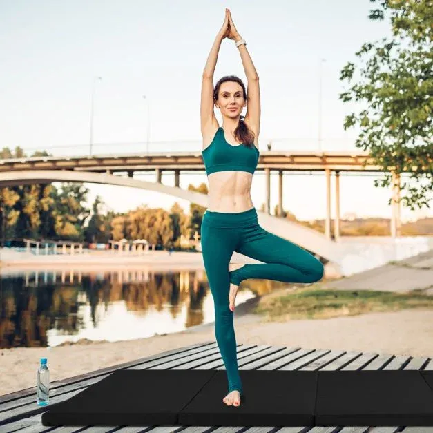 240 x 120 x 5 cm Weichbodenmatte Gymnastikmatte klappbar Yogamatte mit Klettverschluss und 2 Tragegriffe schwarz