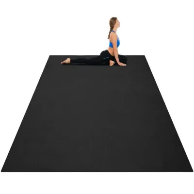 Yogamatte mit doppelseitigem rutschfestem Design Schwarz