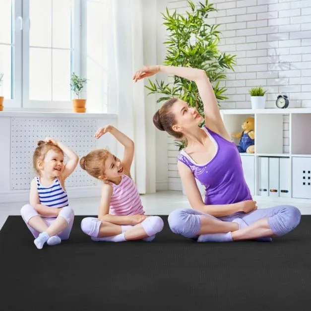Yogamatte mit doppelseitigem rutschfestem Design Schwarz