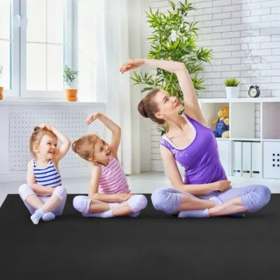 Yogamatte mit doppelseitigem rutschfestem Design Schwarz