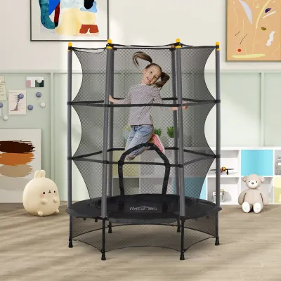 Trampolin für Kinder, Ø140 cm, mit Sicherheitsnetz, für innen und aussen belastbar bis 50 kg, schwarz