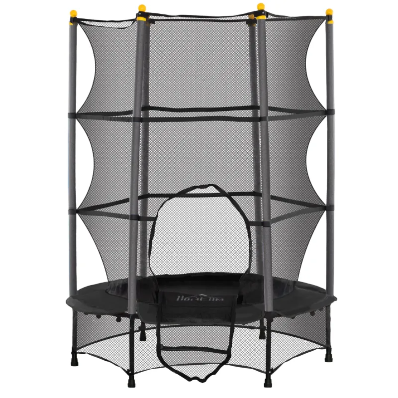 Trampolin für Kinder, Ø140 cm, mit Sicherheitsnetz, für innen und aussen belastbar bis 50 kg, schwarz