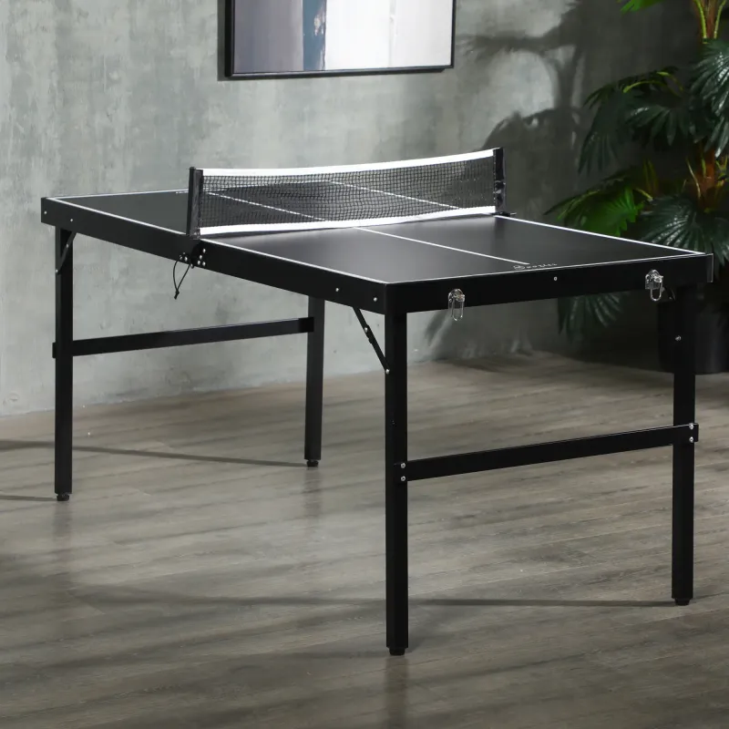 Tischtennisset faltbar Schloss und Griff Aluminiumrahmen Schwarz