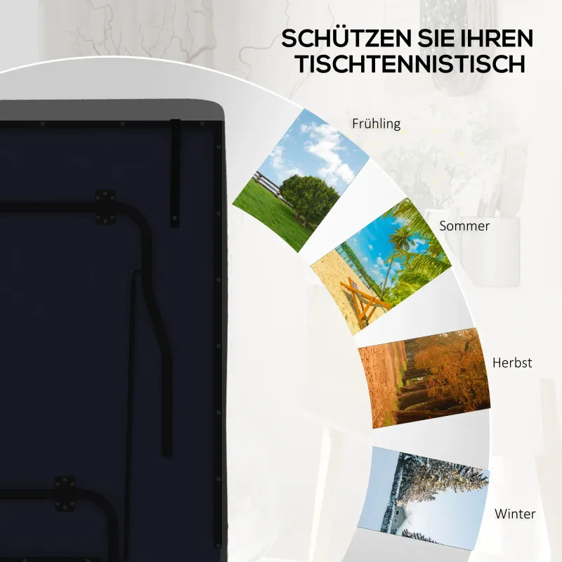 Abdeckung für Tischtennistisch, wasserdicht, UV-beständig, 275L x 153B x 5H cm, Schwarz