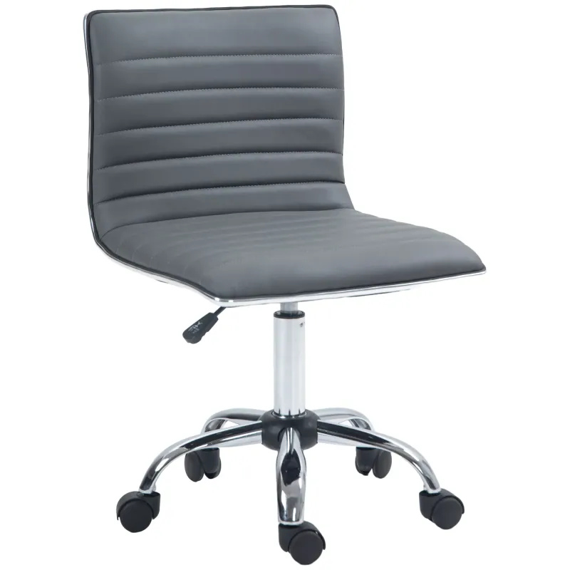 Drehstuhl, höhenverstellbar 43-55 cm, bis 120 kg, Lederoptik, Dunkelgrau