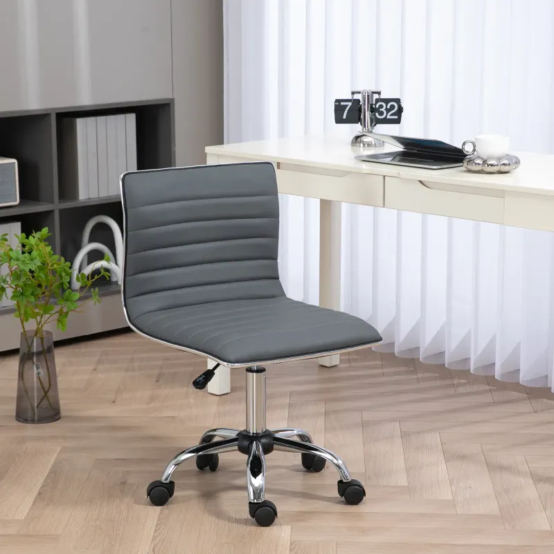 Drehstuhl, höhenverstellbar 43-55 cm, bis 120 kg, Lederoptik, Dunkelgrau