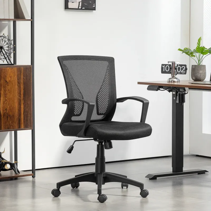 Ergonimischer Bürostuhl mit Mesh-Rückenlehne, höhenverstellbar, bis 120 kg, Schwarz