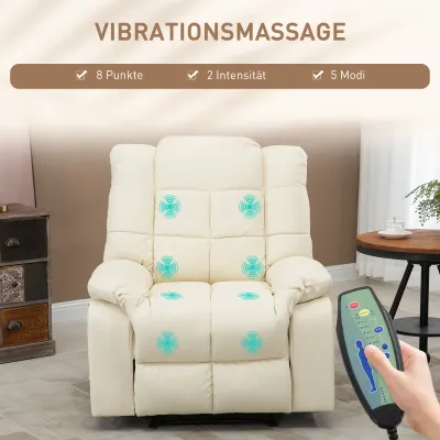 Massagesessel Cremeweiss | 8 Punkte, 165° Liege, optional Montageservice